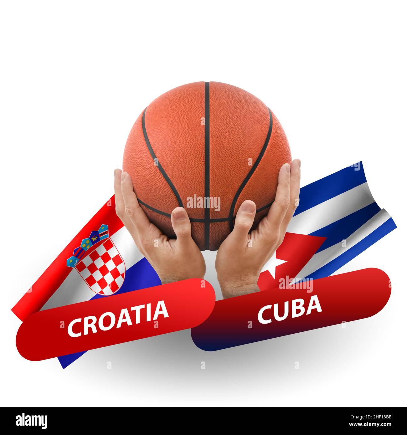 Basketball competition match, national teams croatia vs cuba Stock Photo