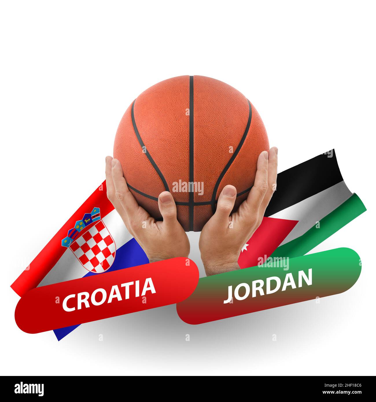 Basketball competition match, national teams croatia vs jordan Stock