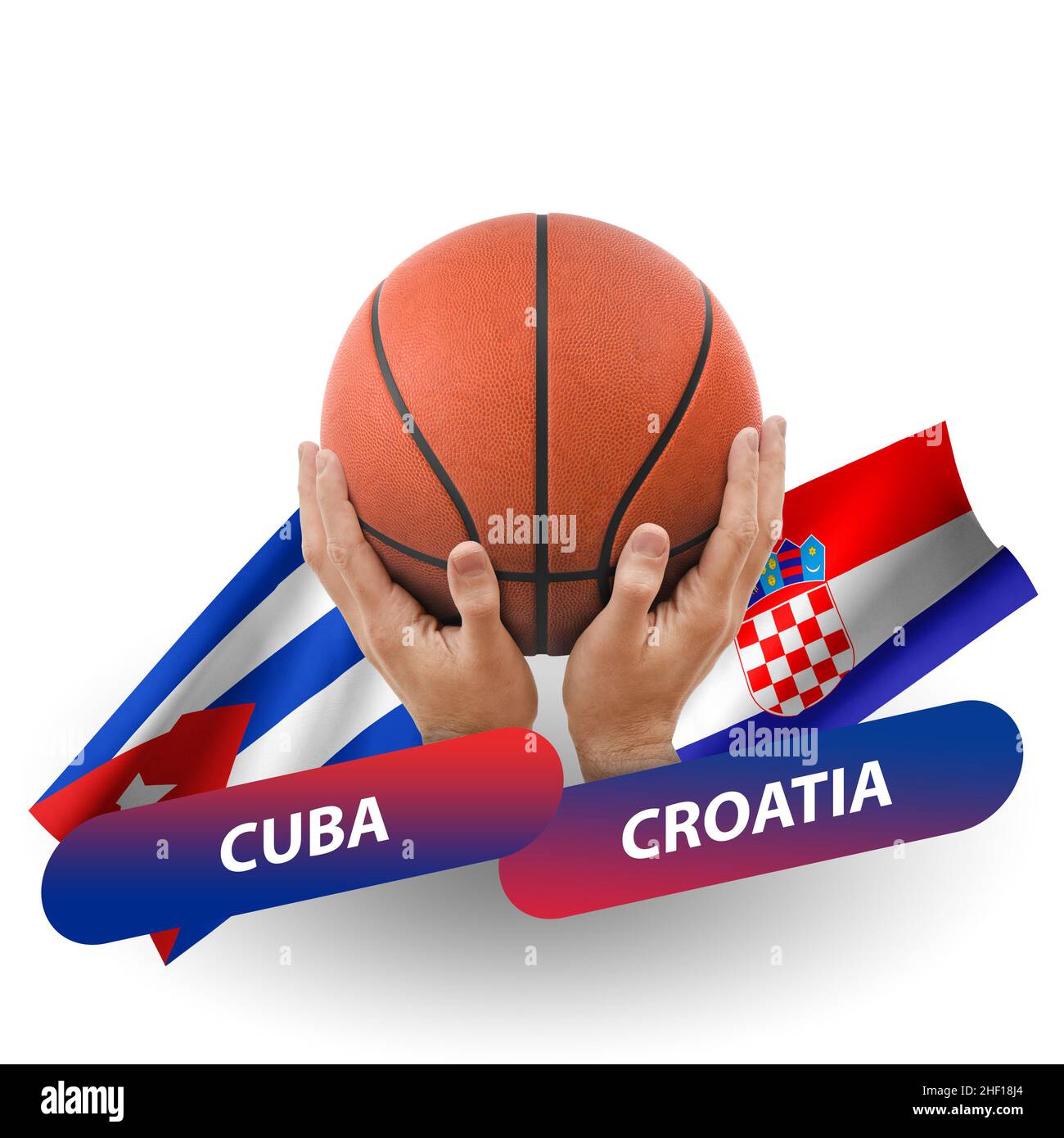Basketball competition match, national teams cuba vs croatia Stock Photo