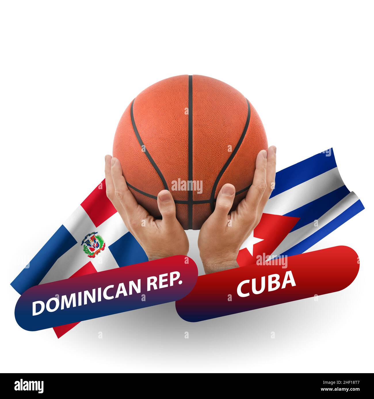 Basketball competition match, national teams dominican republic vs cuba Stock Photo