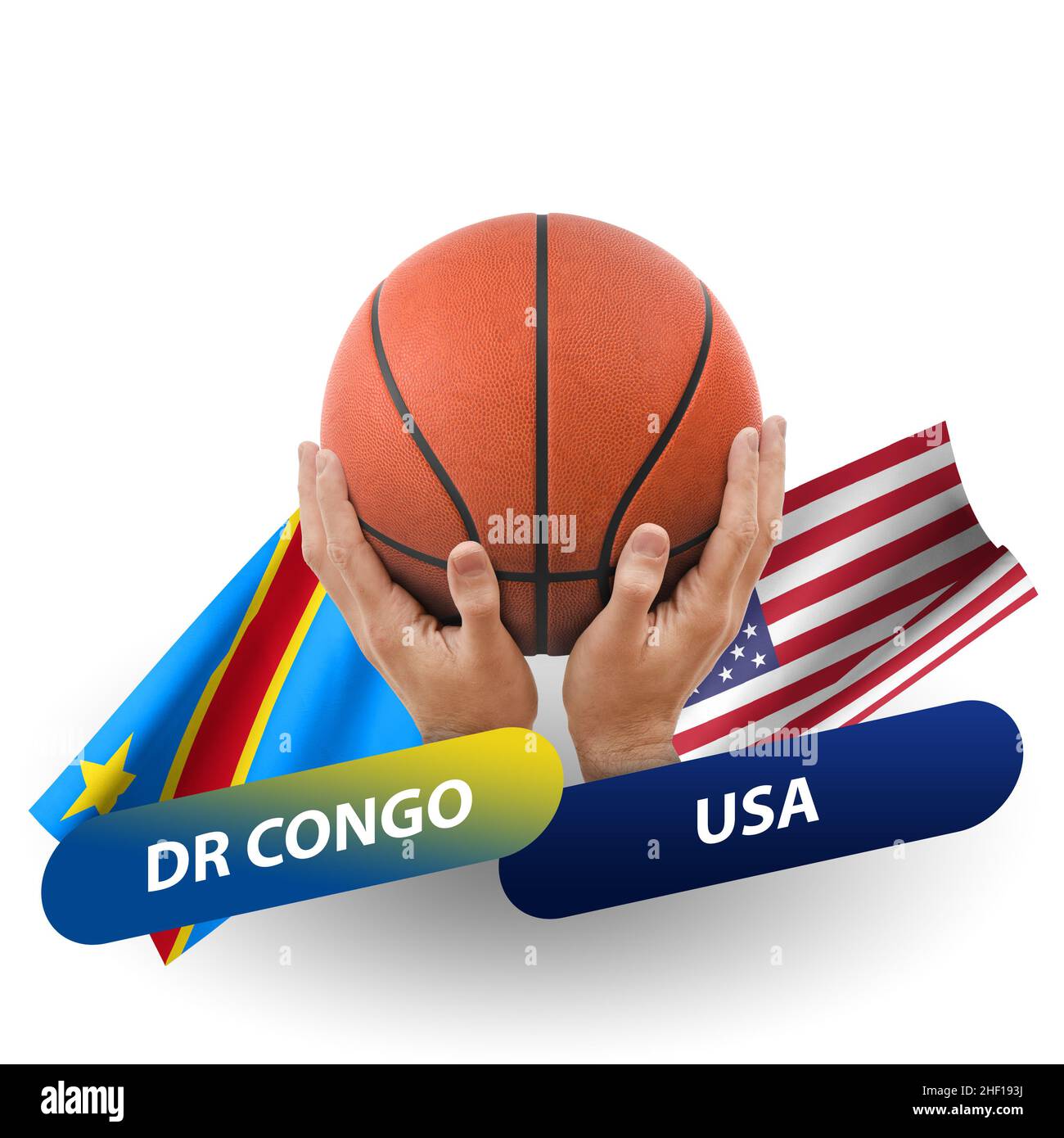 Basketball competition match, national teams dr congo vs usa Stock Photo