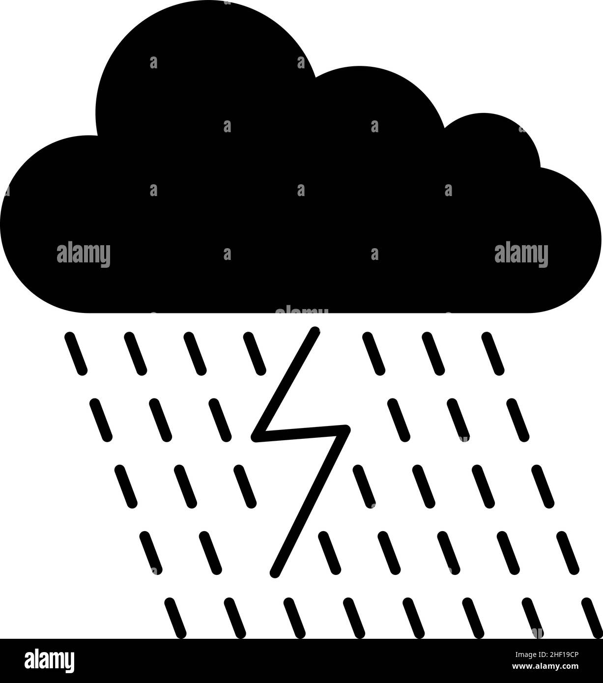 Cloud With Rain And Thunder Glyph Icon Vector Stock Vector Image & Art ...