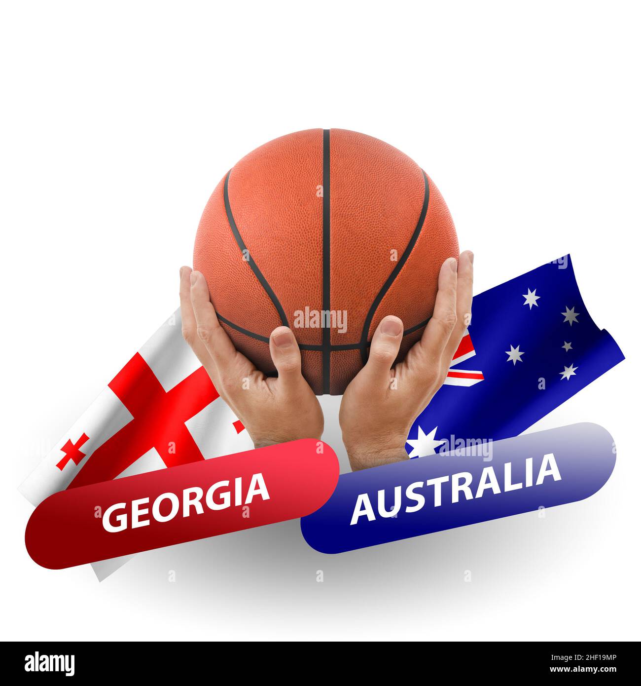 Basketball competition match, national teams vs australia Stock