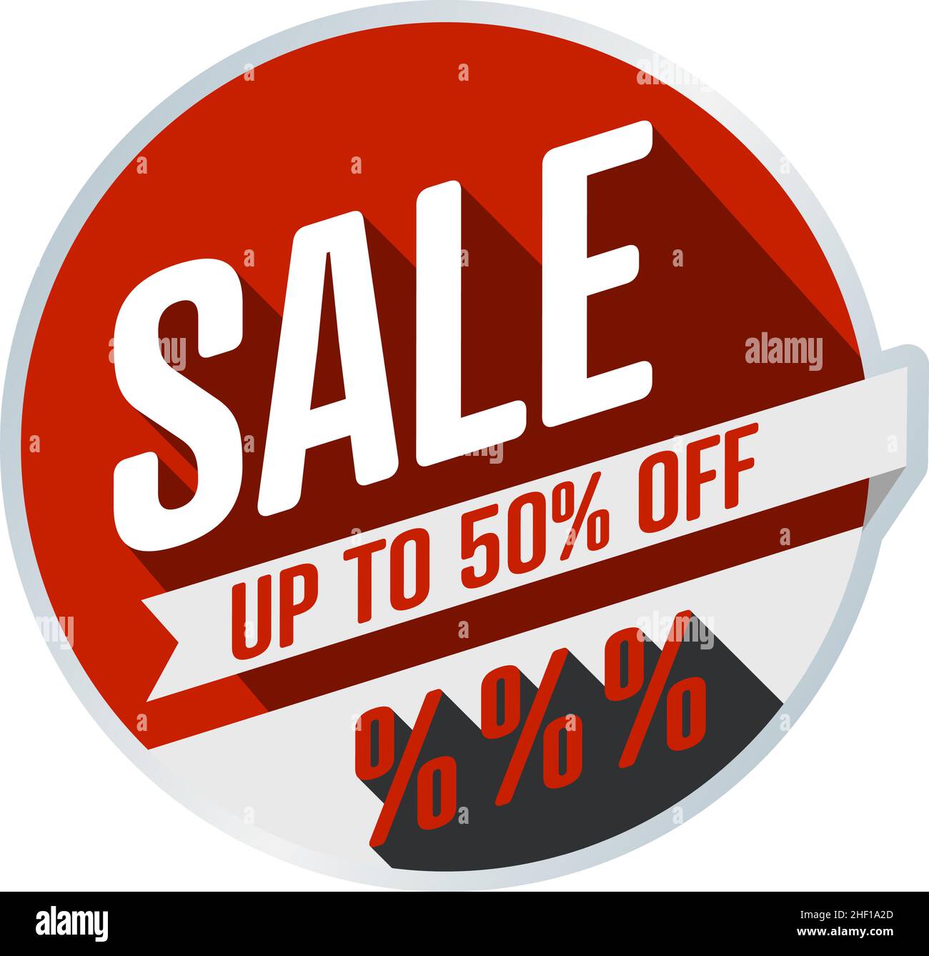 round SALE sticker or label with percentage sign, vector illustration Stock Vector