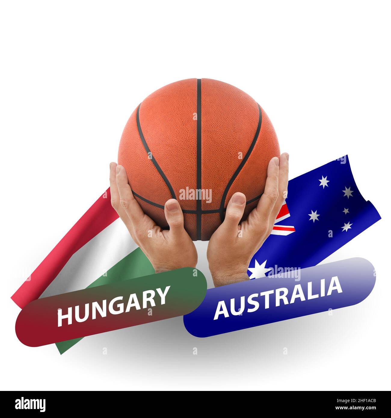 Basketball competition match, national teams hungary vs australia Stock Photo