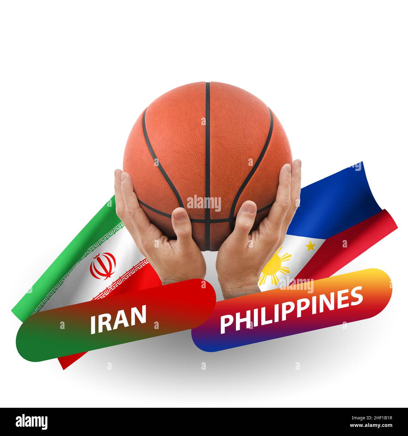 Basketball competition match, national teams iran vs philippines Stock