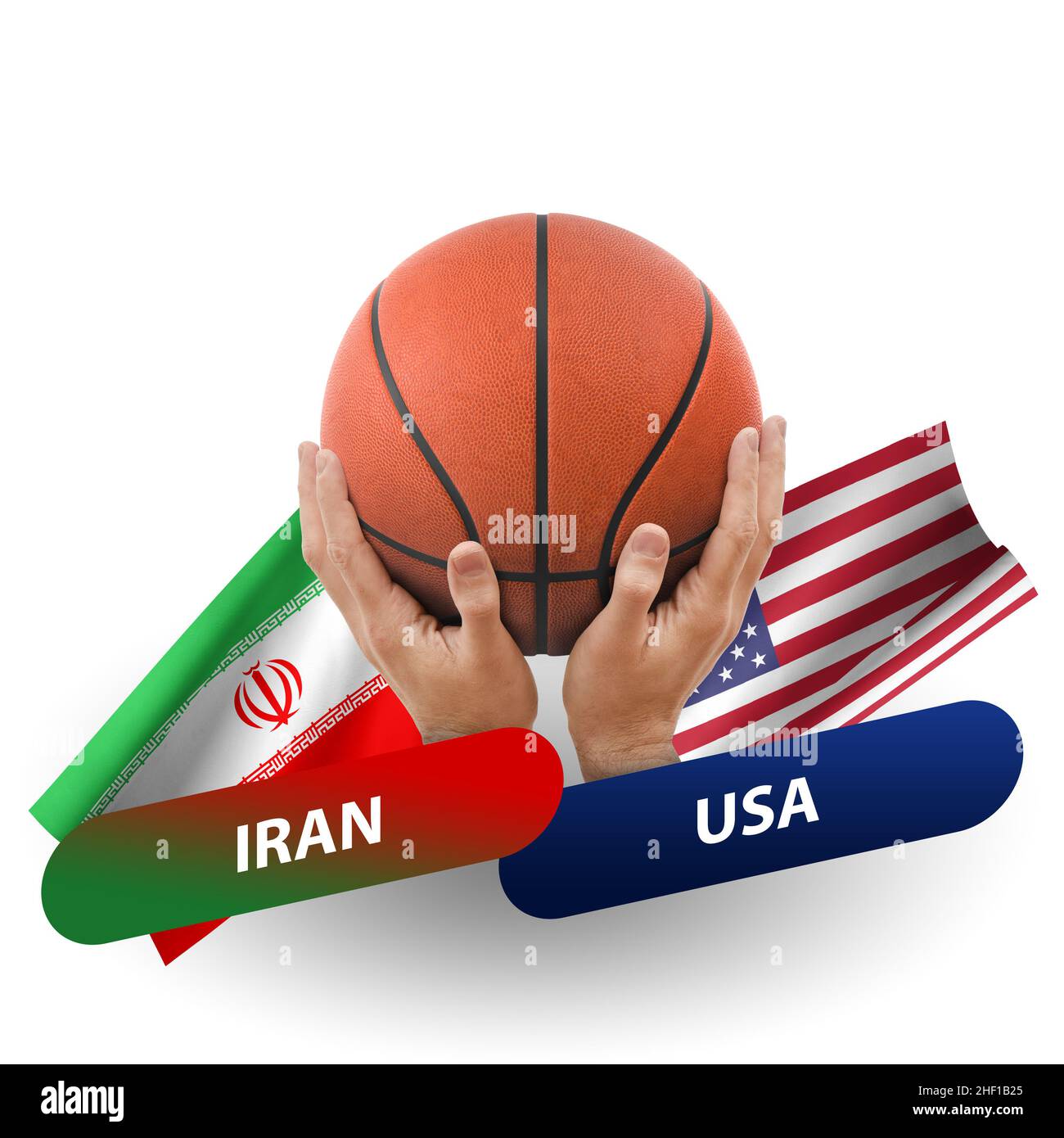 Basketball competition match, national teams iran vs usa Stock Photo