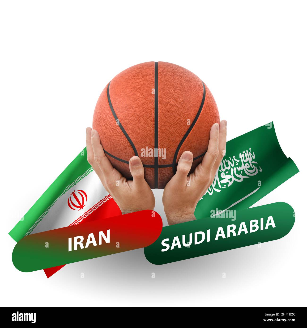 Basketball competition match, national teams iran vs saudi arabia Stock