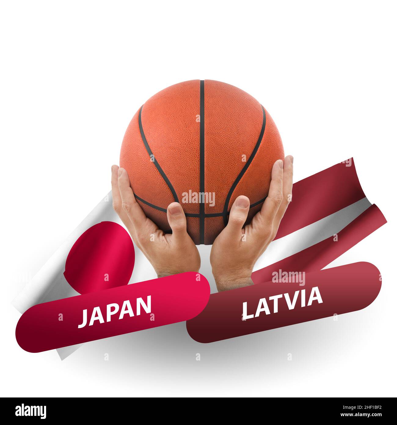 Basketball competition match, national teams japan vs latvia Stock