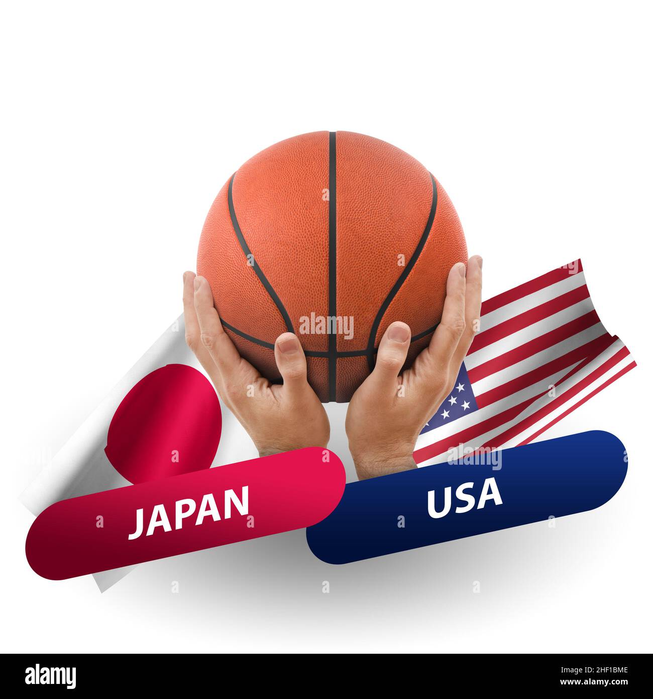 Basketball competition match, national teams japan vs usa Stock Photo