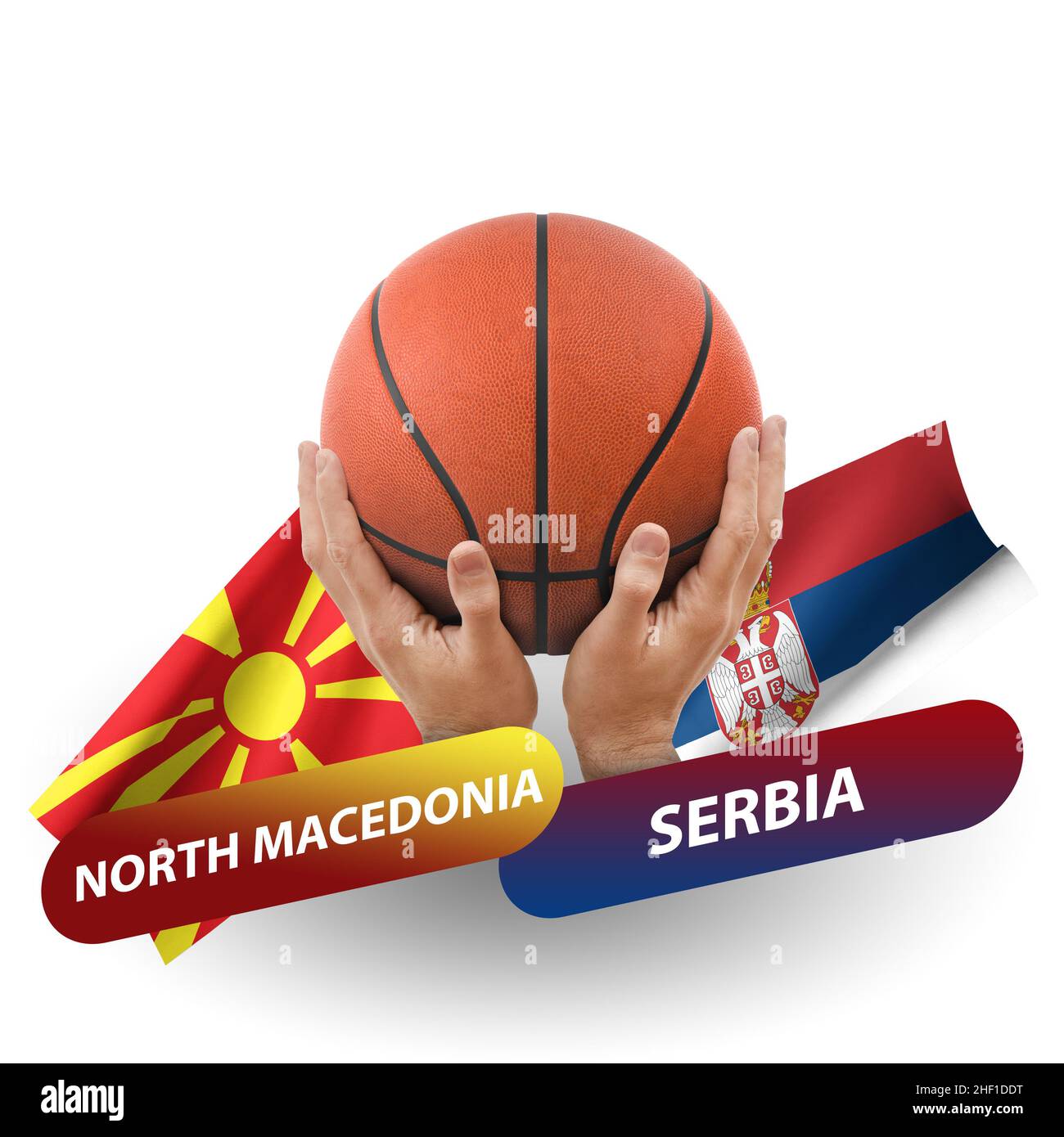Basketball competition match, national teams north macedonia vs serbia