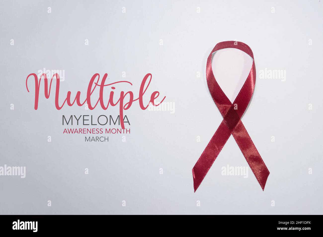 Banner with Multiple Myeloma Awareness Realistic Ribbon Stock Photo