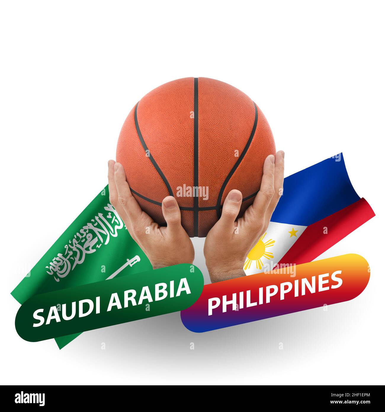 Basketball competition match, national teams saudi arabia vs