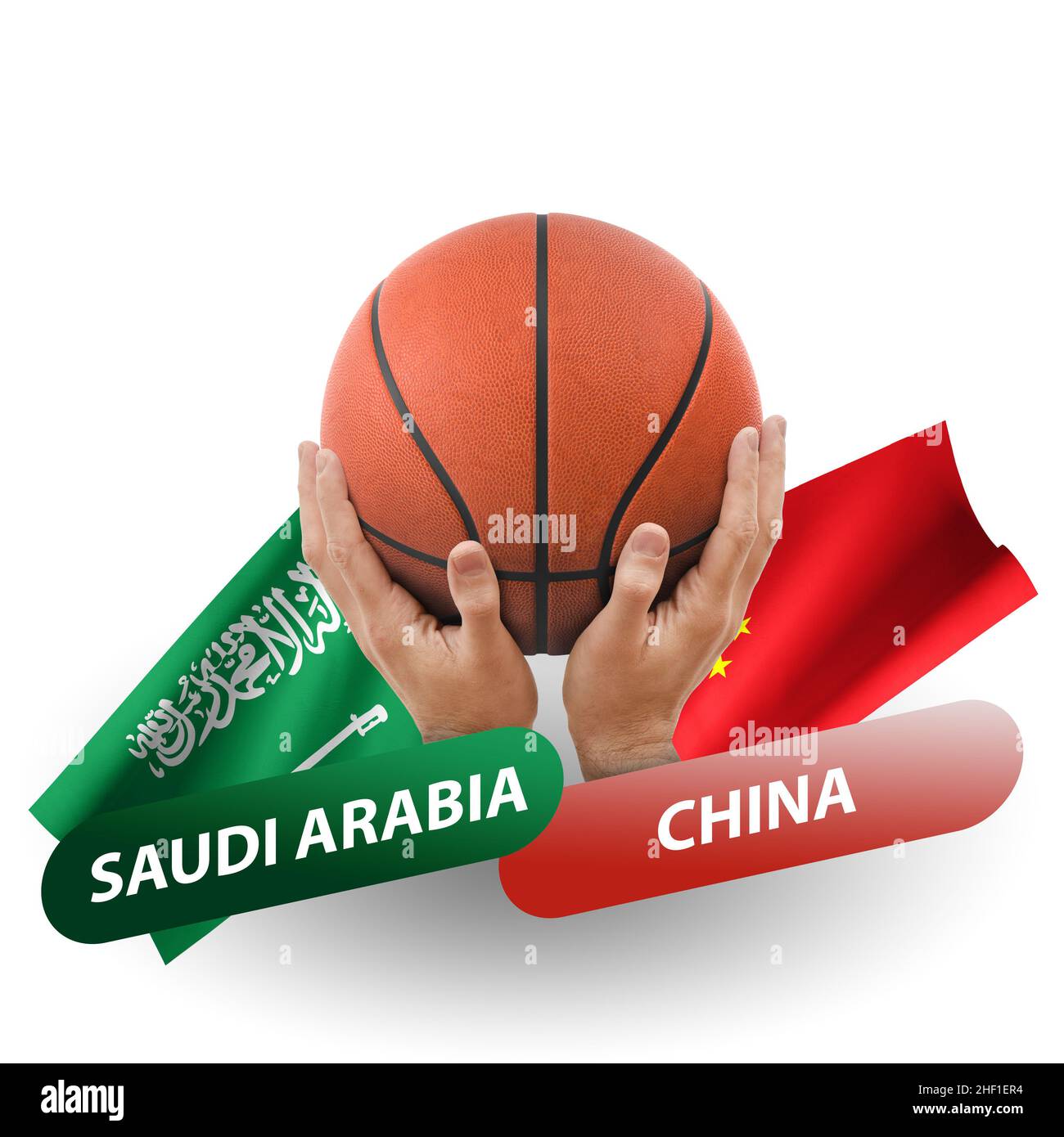 Basketball competition match, national teams saudi arabia vs china Stock Photo