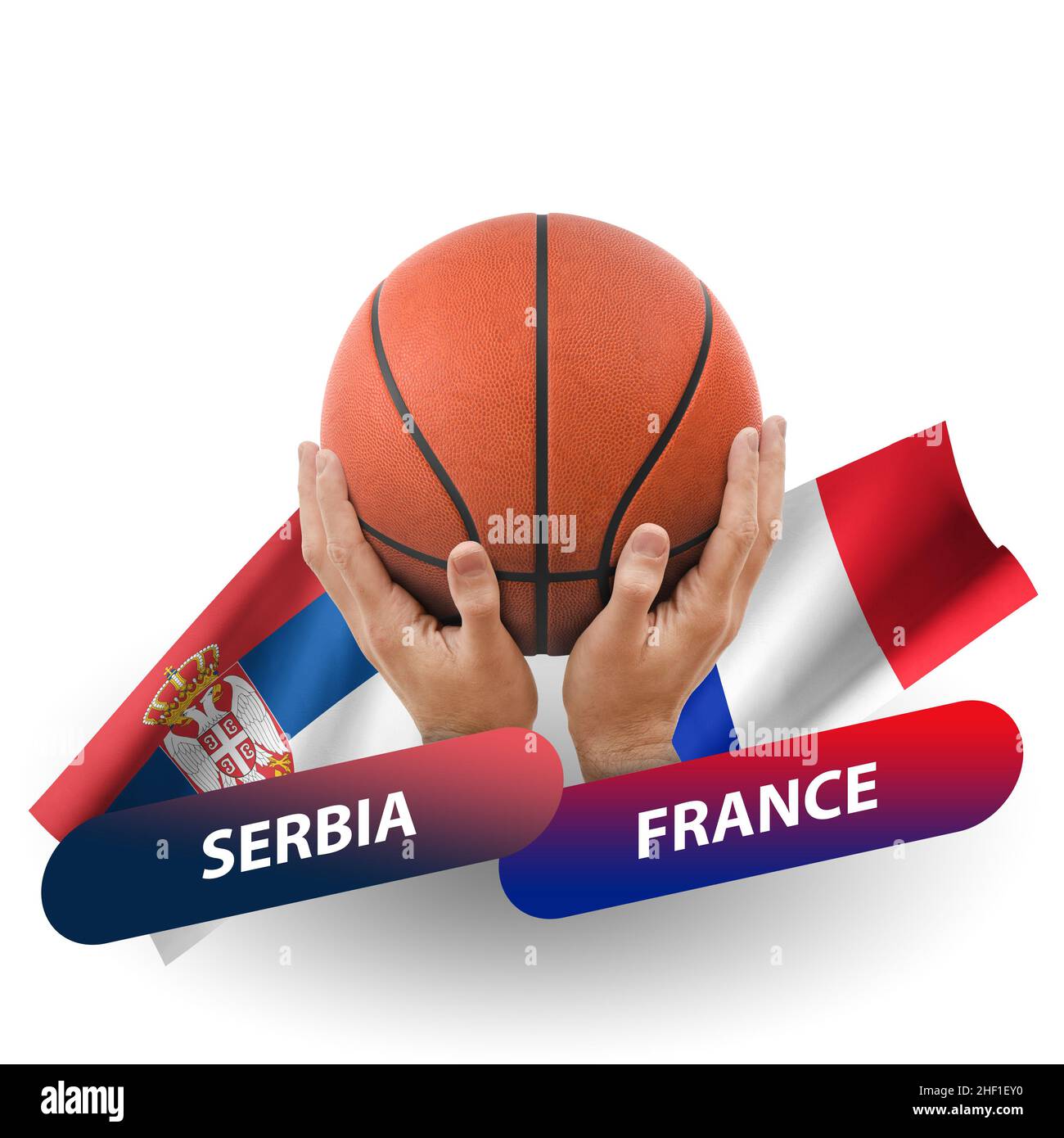 Basketball competition match, national teams serbia vs france Stock