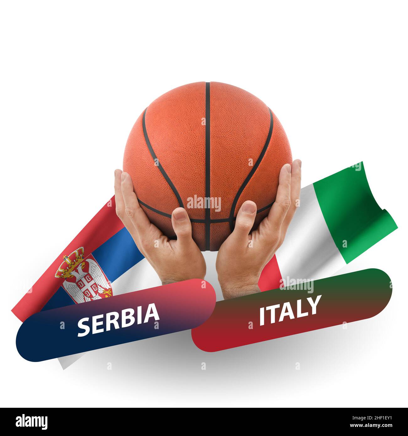 Basketball competition match, national teams serbia vs italy Stock