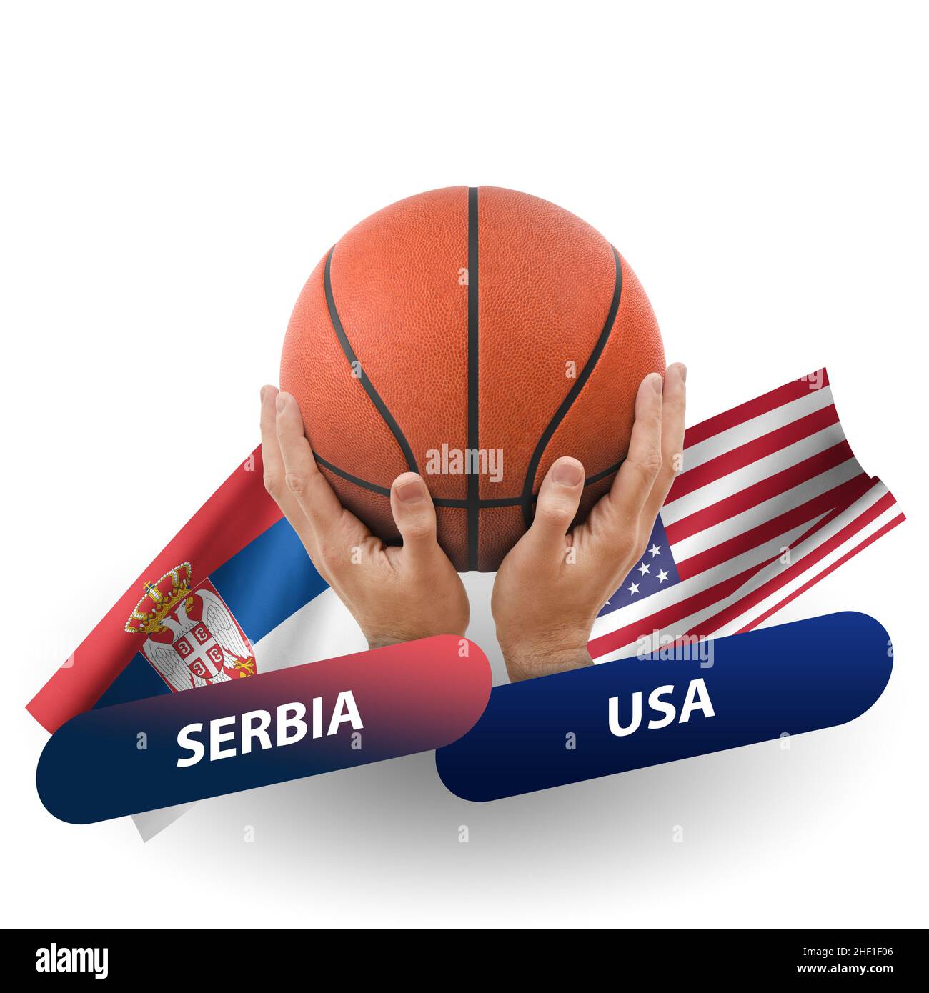 Basketball competition match, national teams serbia vs usa Stock Photo