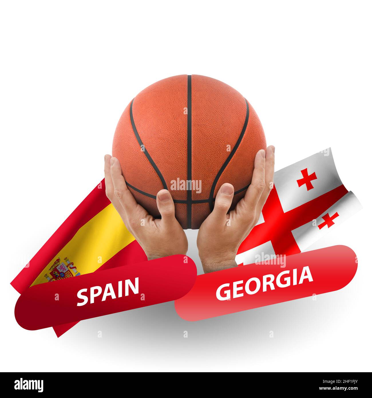 Basketball competition match, national teams spain vs Stock