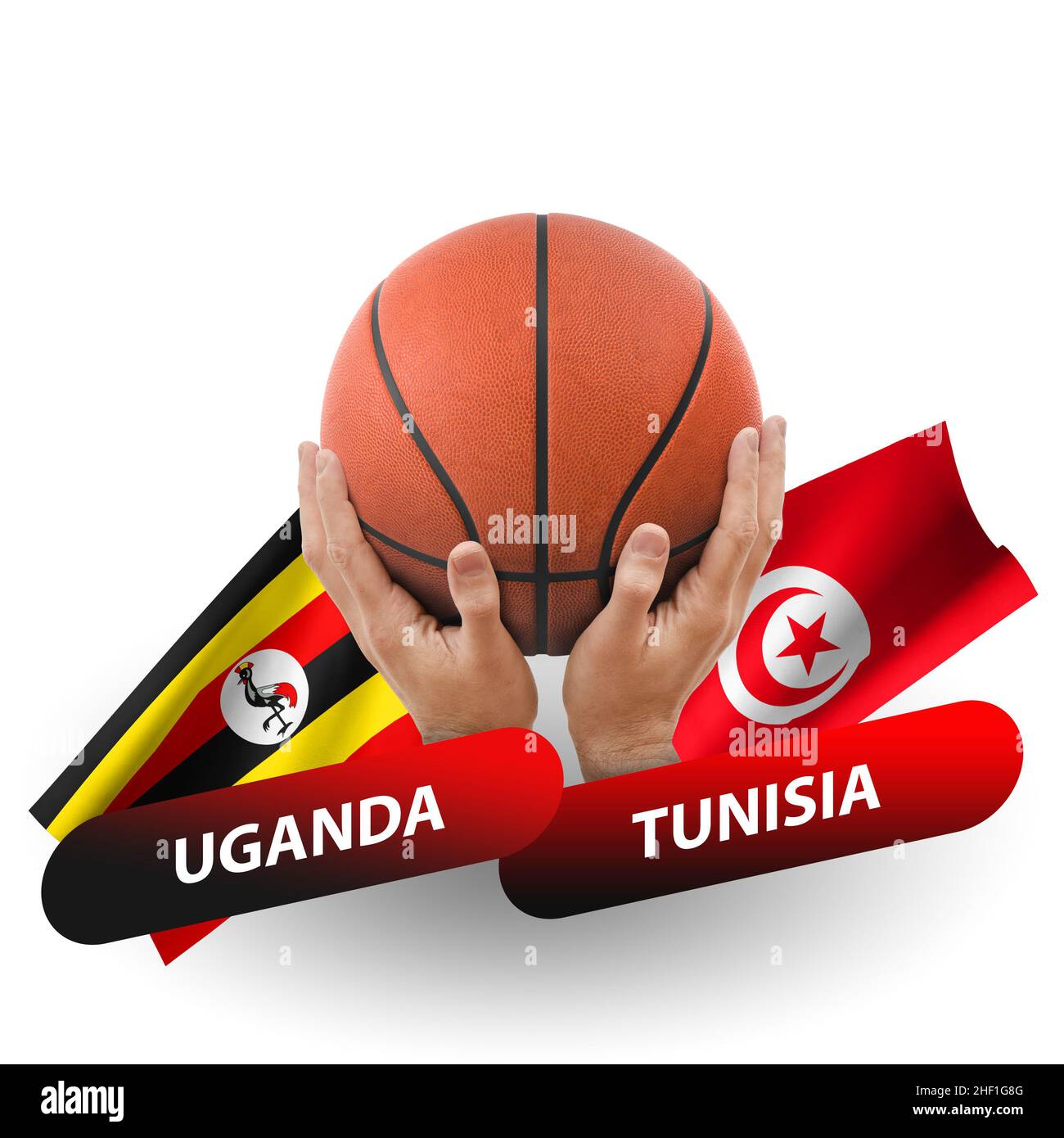 Basketball competition match, national teams uganda vs tunisia Stock