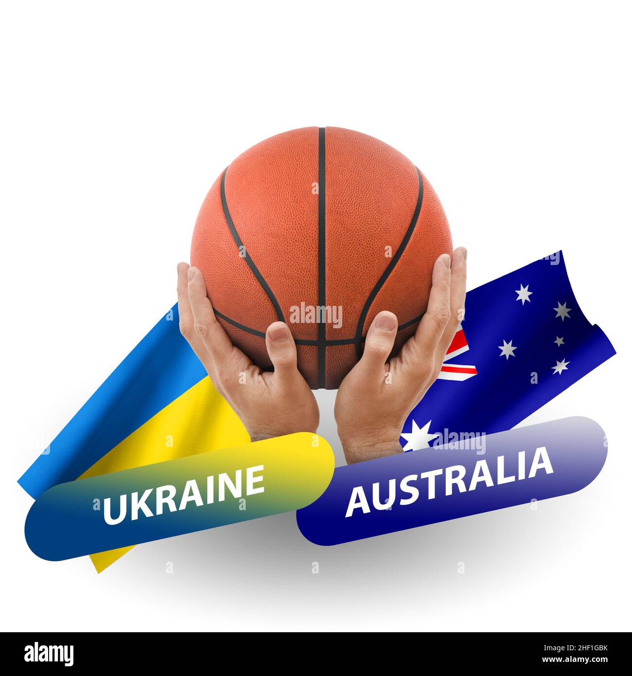 Basketball competition match, national teams ukraine vs australia Stock Photo