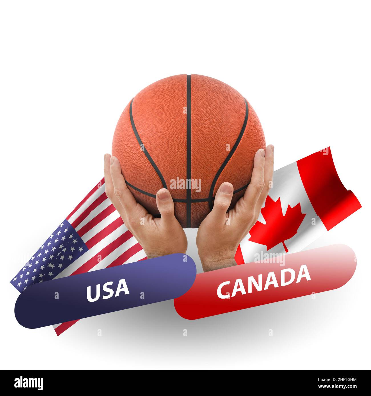 Basketball competition match, national teams usa vs canada Stock Photo