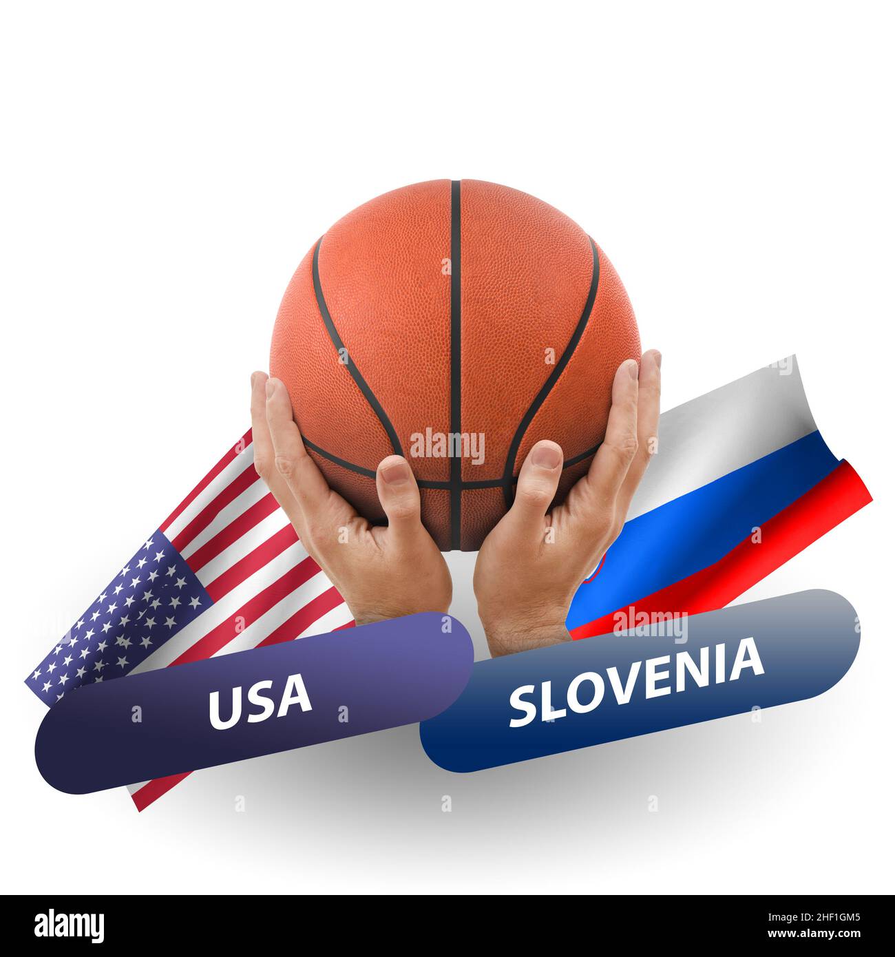 Basketball competition match, national teams usa vs slovenia Stock