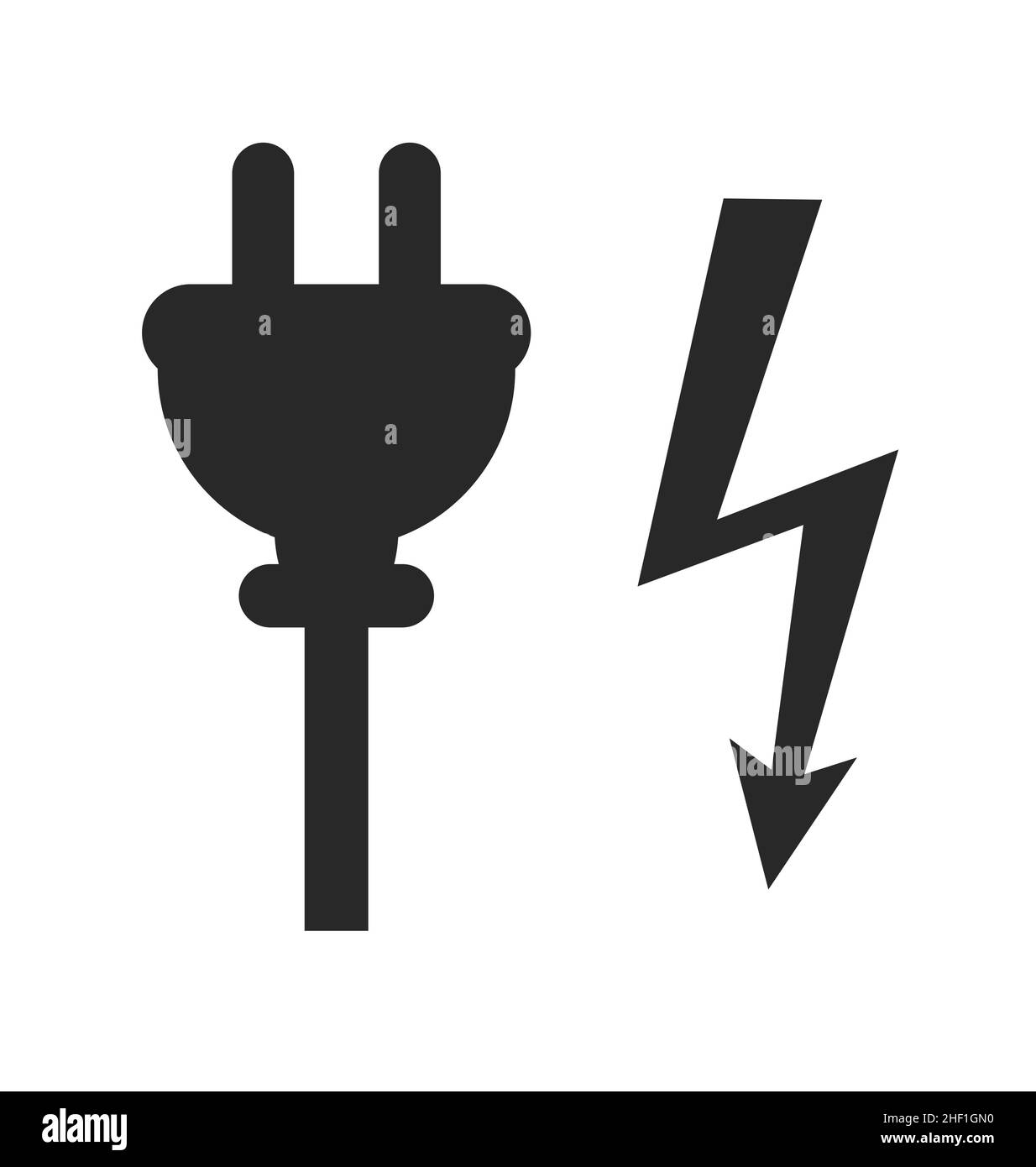 simple electric power plug and icon silhouette lightning arrow vector isolated on white background Stock Vector