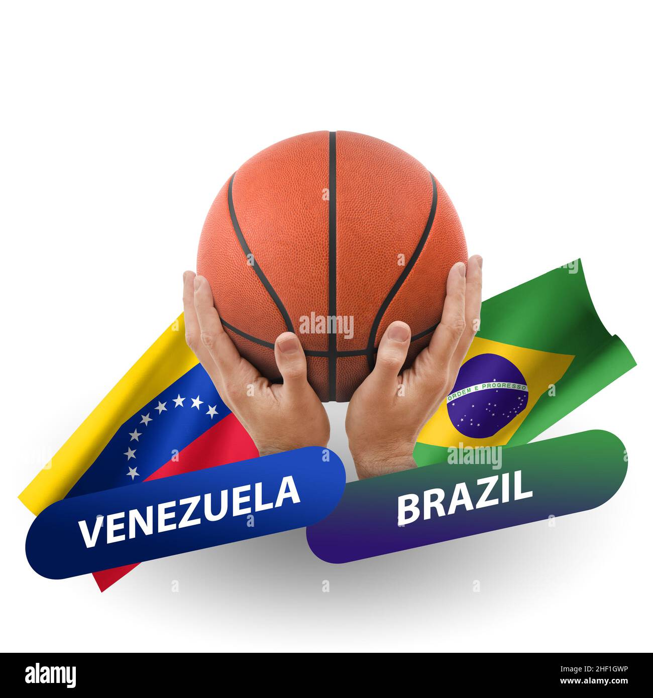 Basketball competition match, national teams venezuela vs brazil Stock Photo