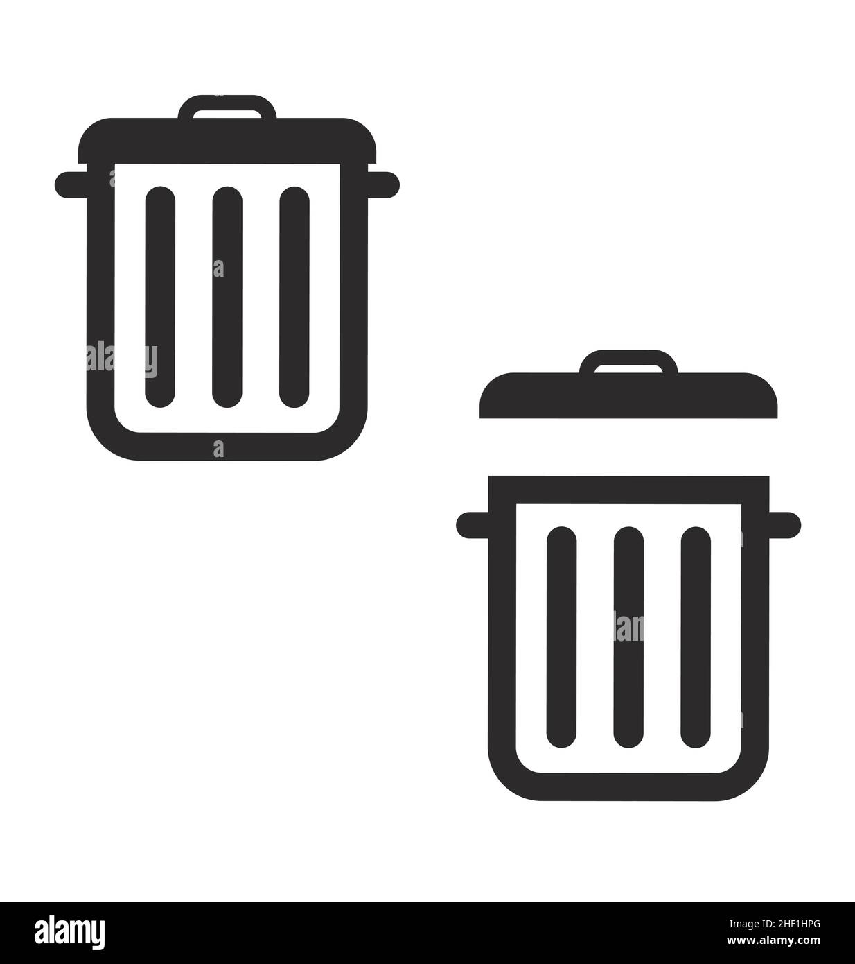 two simple rubbish bins garbage trash cans icons vector isolated on white background Stock Vector
