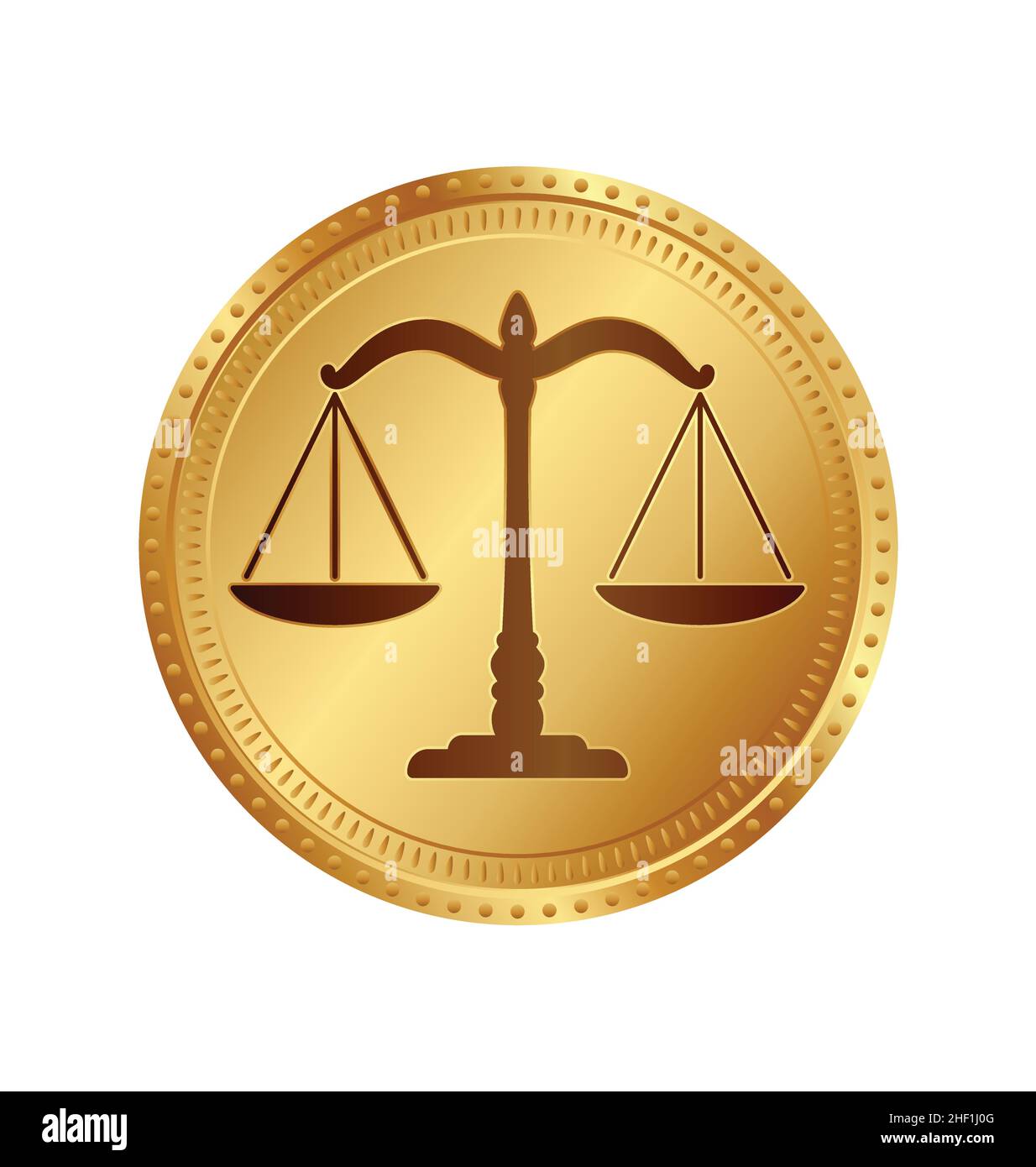 simple classic balance justice scales silhouette on cold coin vector