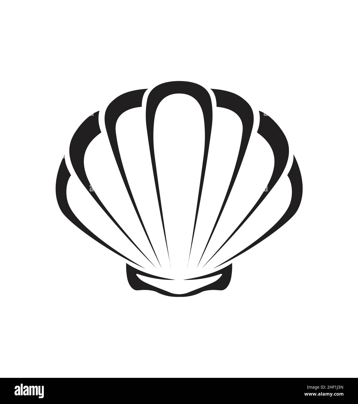clam scallop shell design silhouette outline stylized icon symbol