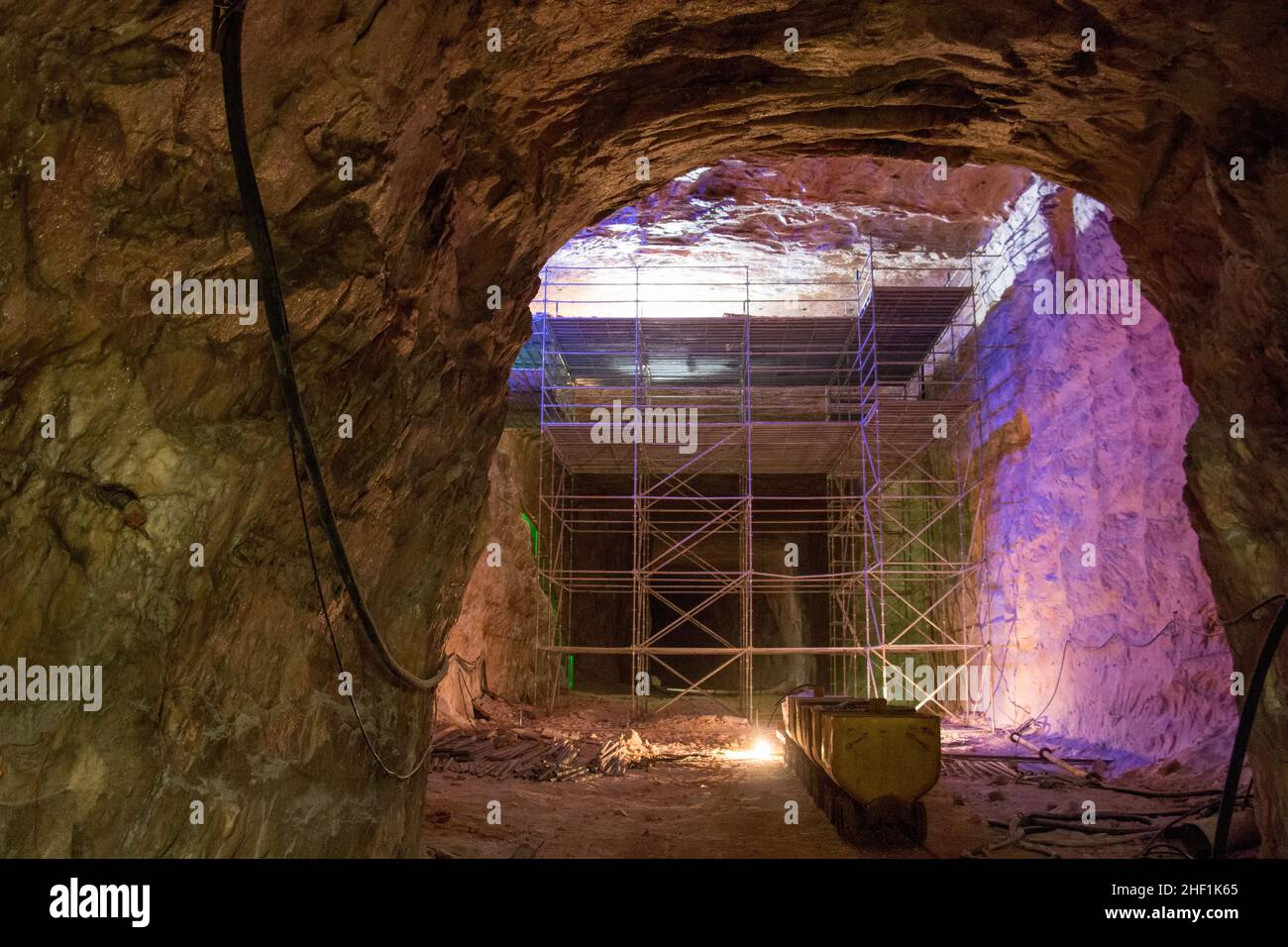 Giant cave in Polish present salt mine Stock Photo