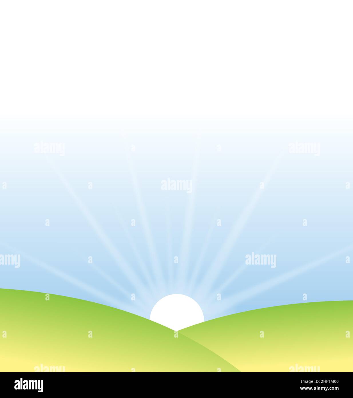 soft sunrise over meadows with rays of light vector image background Stock Vector