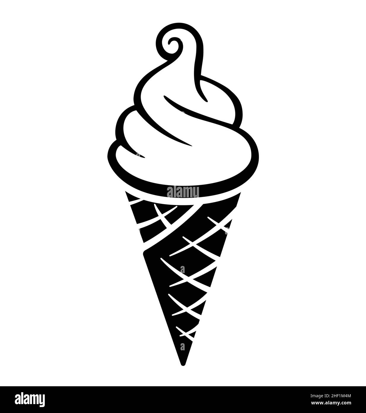 Empty Ice Cream Cone Clipart Black And White