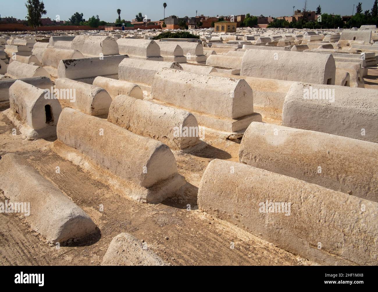 Tombstones in the Jewish Cemetery of Marrakesh Stock Photo