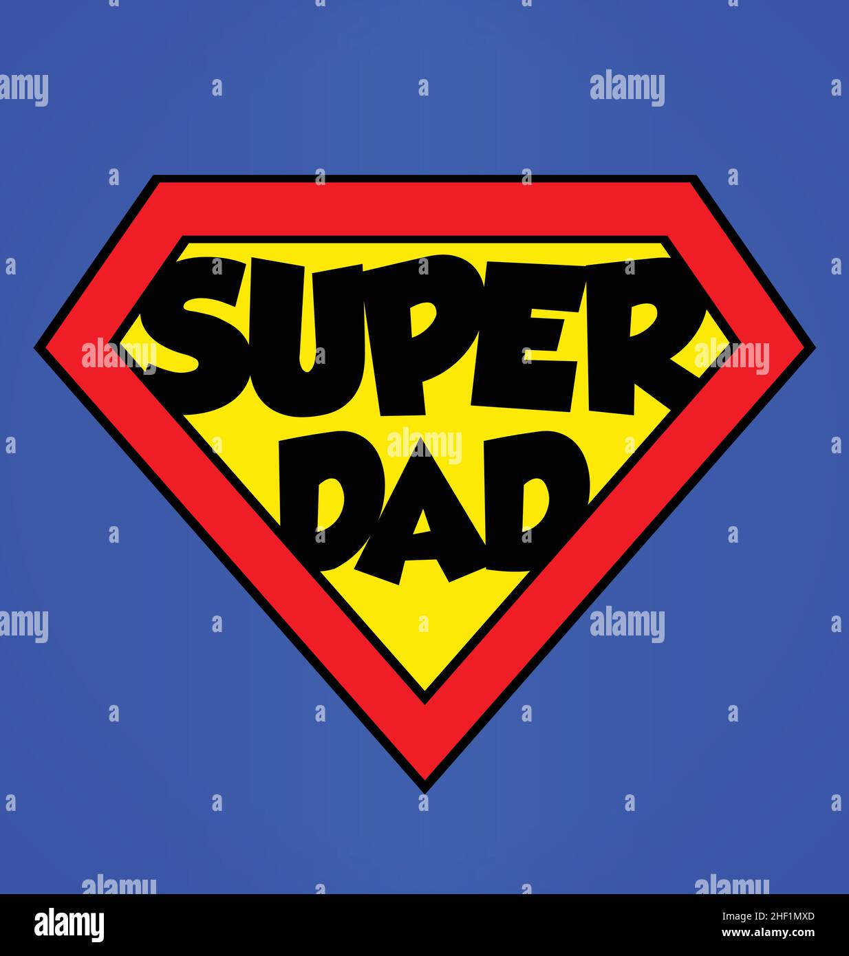 super dad superhero emblem red and yellow shield vector isolated on ...