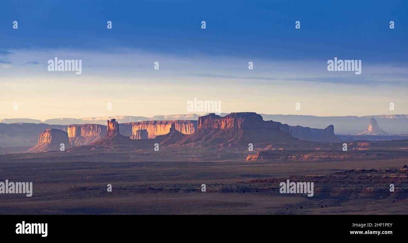 Monument Valley at sunrise, seen from Muley Point in the Glen Canyon ...