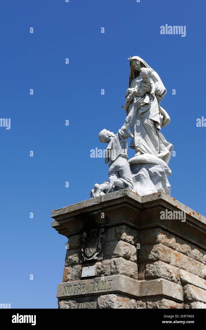 Notre Dame des Naufrages by Godebski, Pointe du Raz, Plogoff, Finistere, Bretagne, France, Europe Stock Photo