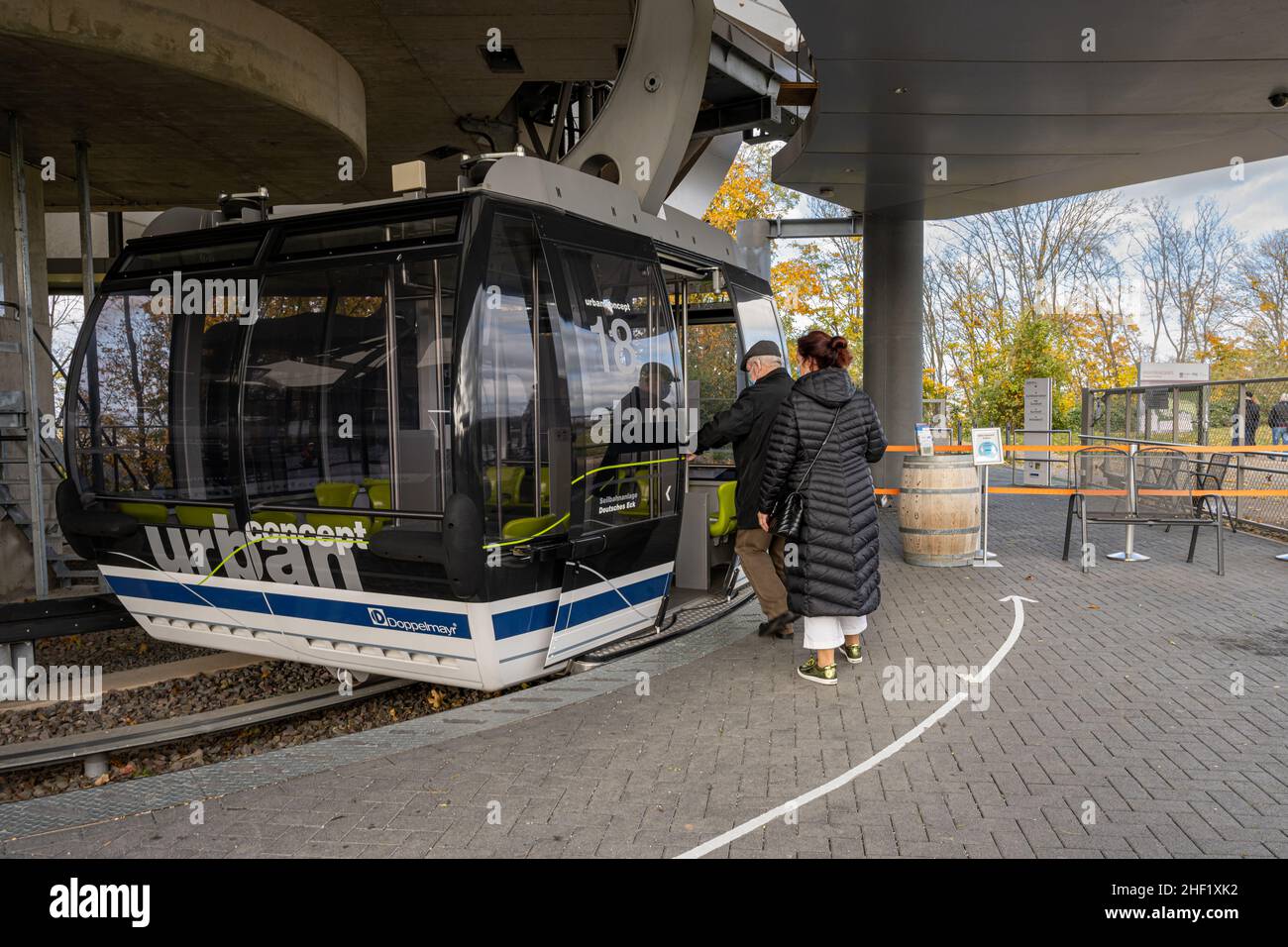November 1, 2021 Koblenz, Germany The cable car station at the