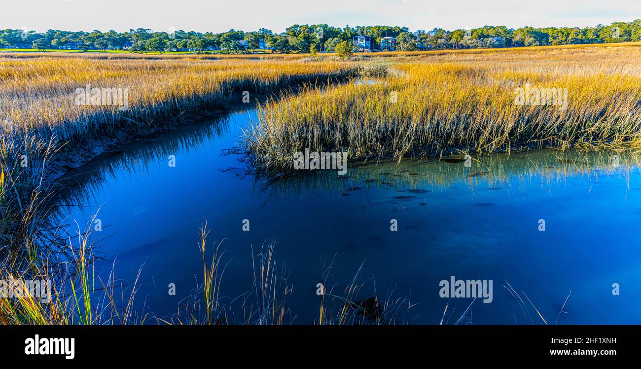 House Creek and Salt Grass of Cherry Grove Marsh, Heritage Nature Preserve, Myrtle Beach, South