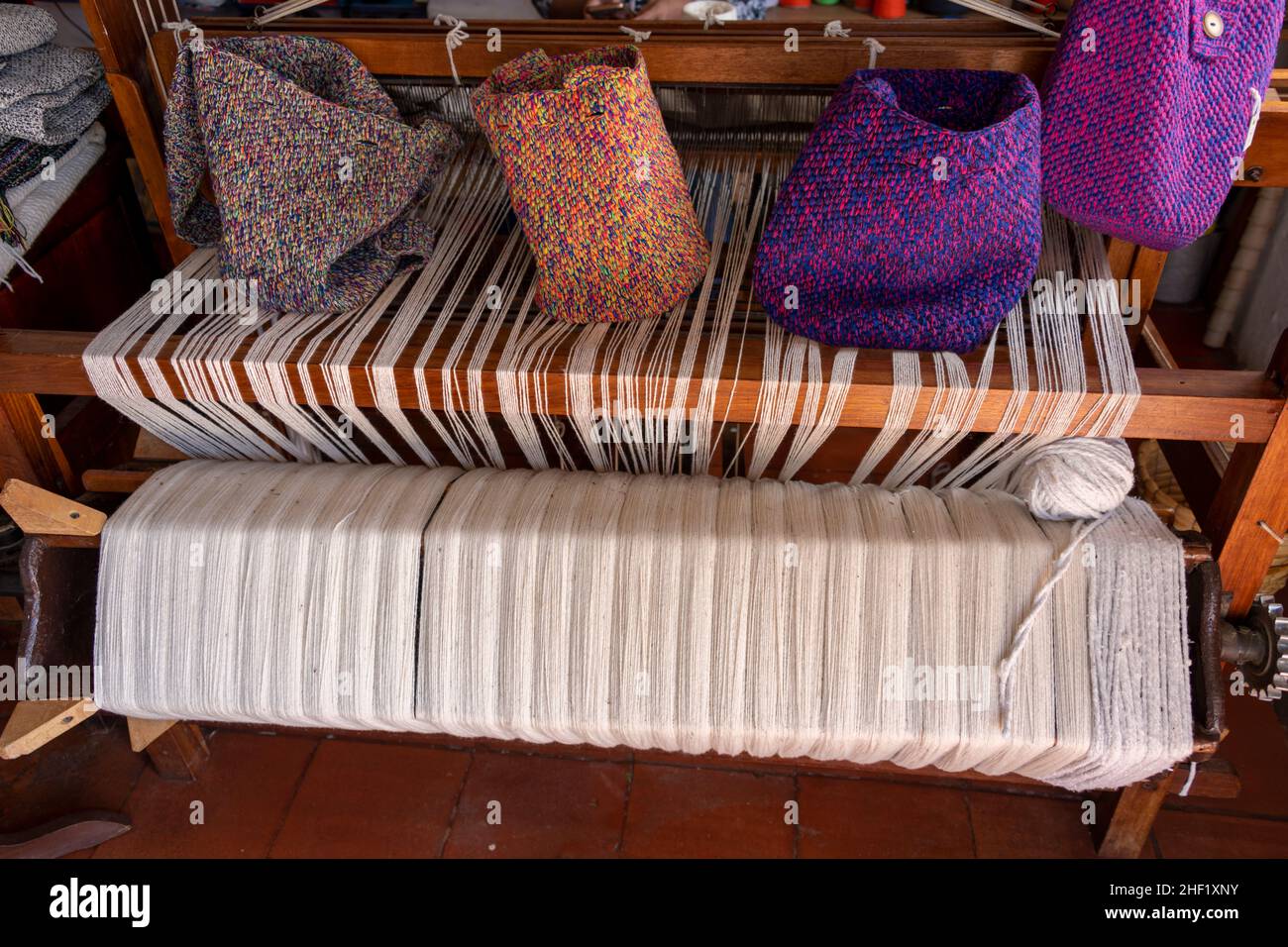 Locally crafted woven bags, Villa de Leyva, Boyacá, Colombia Stock Photo