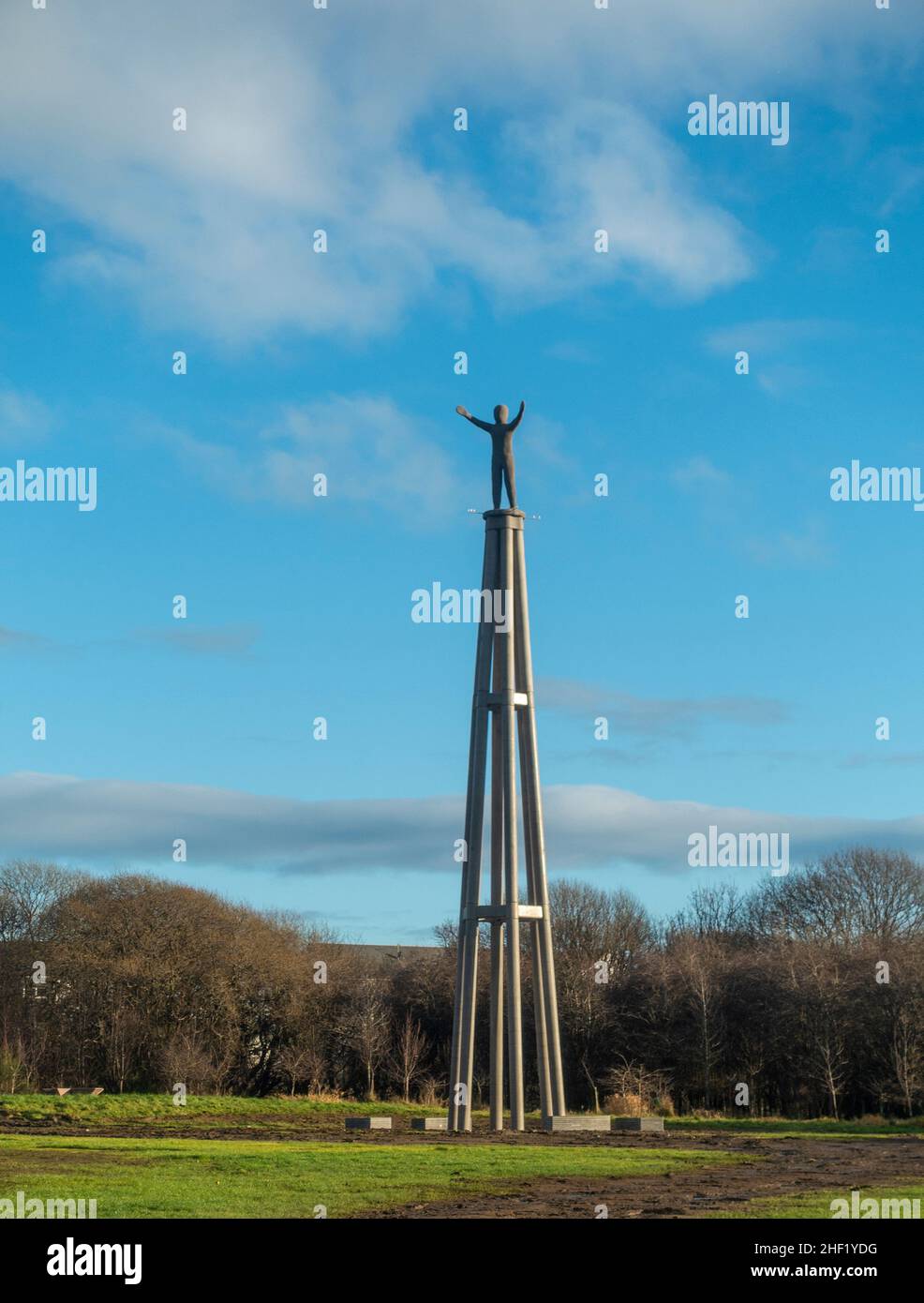 The Hope Sculpture by Steuart Padwick in the Cuningar Loop in Rutherglen, Glasgow. Unveiled in December 2020, it was constructed from low-carbon, recy Stock Photo