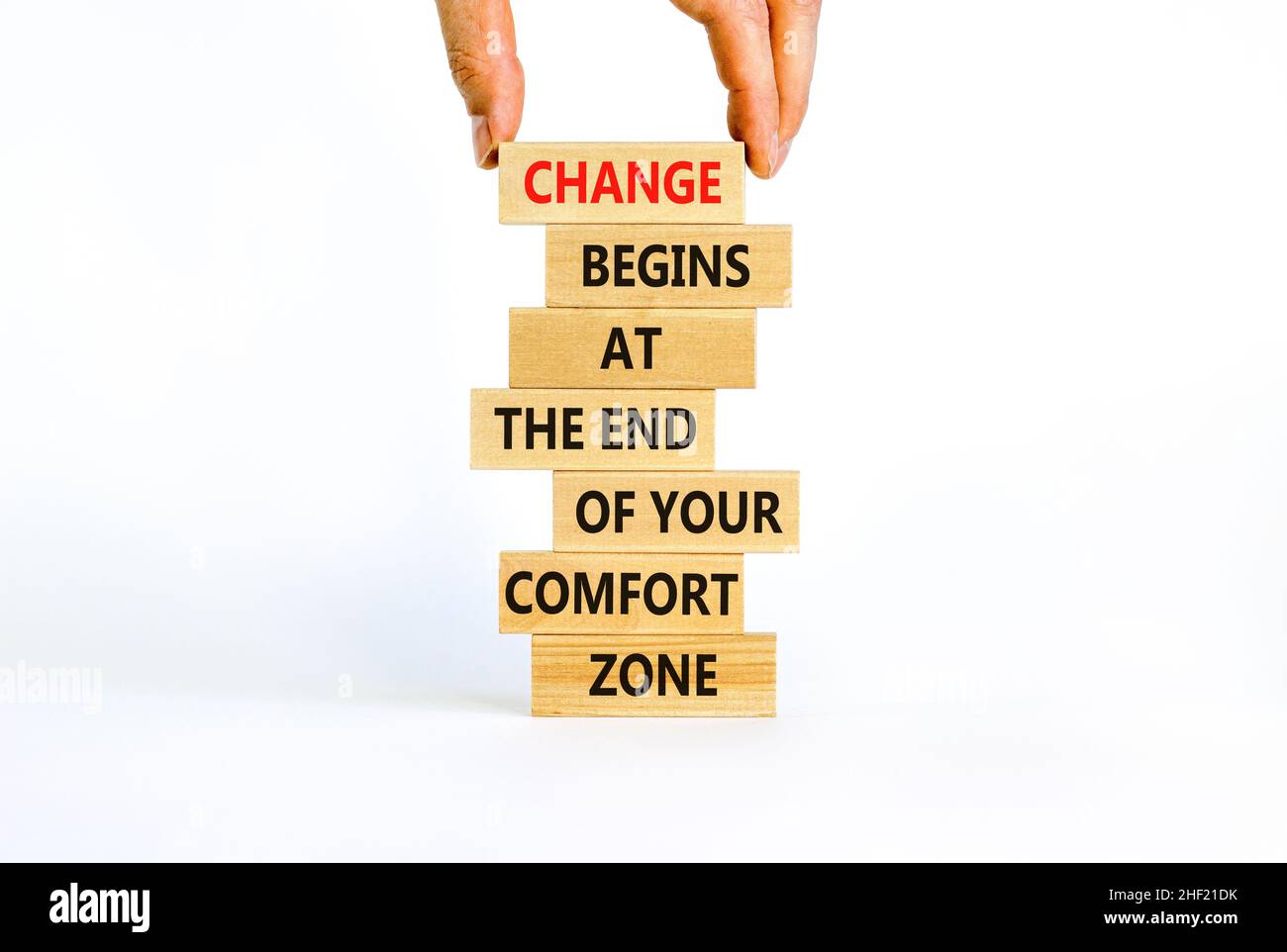 Out From Comfort Zone Symbol Wooden Blocks With Words Change Begins At The End Of Your Comfort Zone Beautiful White Background Copy Space Business Stock Photo Alamy