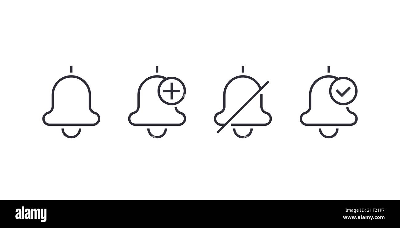 Notification line icons on white Stock Vector