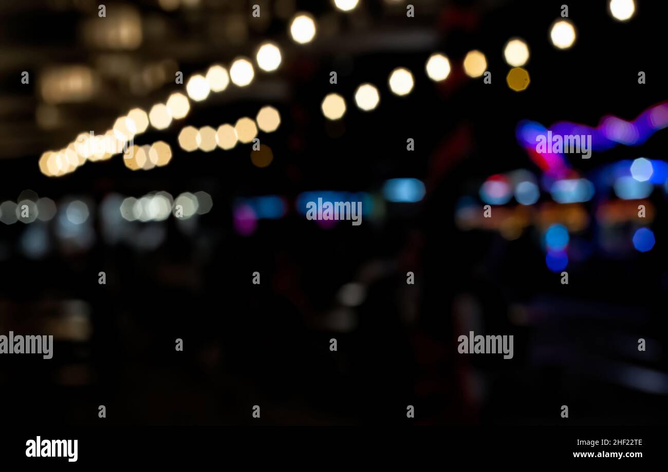 Defocused bokeh lights in shop or cafe restaurant. For montage product display or design key visual layout Stock Photo
