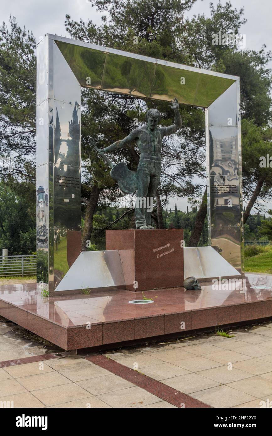 PODGORICA, MONTENEGRO - JUNE 4, 2019: Vladimir Vysotsky statue in Podgorica, capital of Montenegro Stock Photo