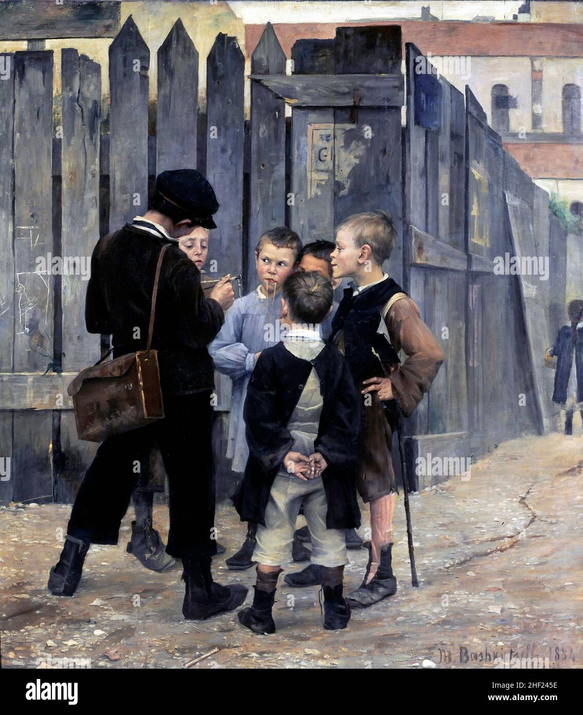 A Meeting by the Russian artist, Marie Bashkirtseff (born Maria Konstantinovna Bashkirtseva:1858–1884), oil on canvas, 1884 Stock Photo