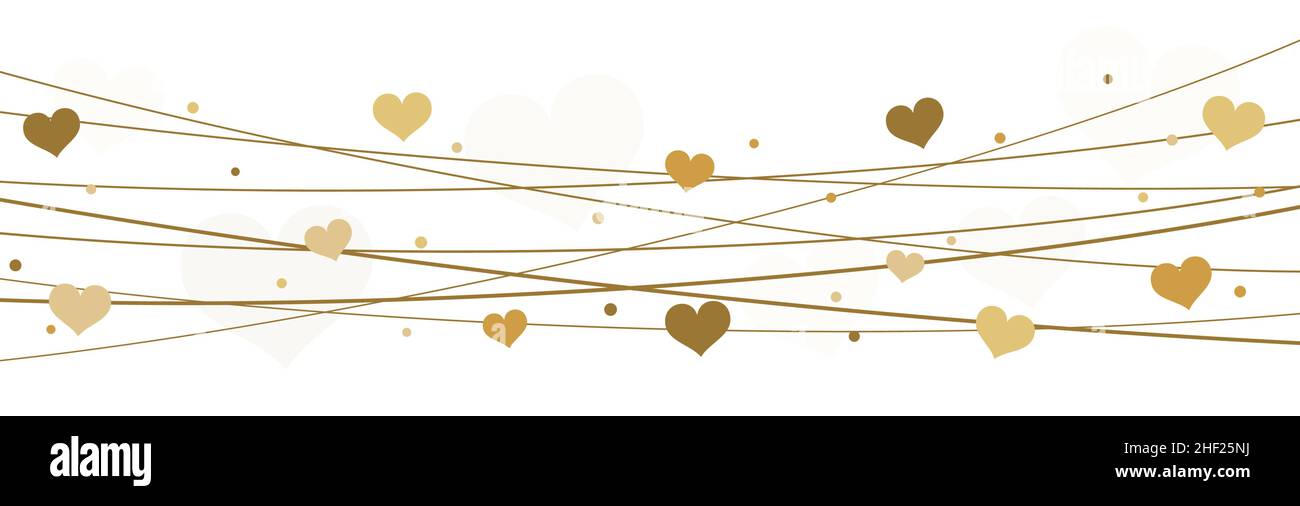 EPS 10 vector file background with hearts on strings for valentine's day time colored gold for mother's day and love concepts Stock Vector