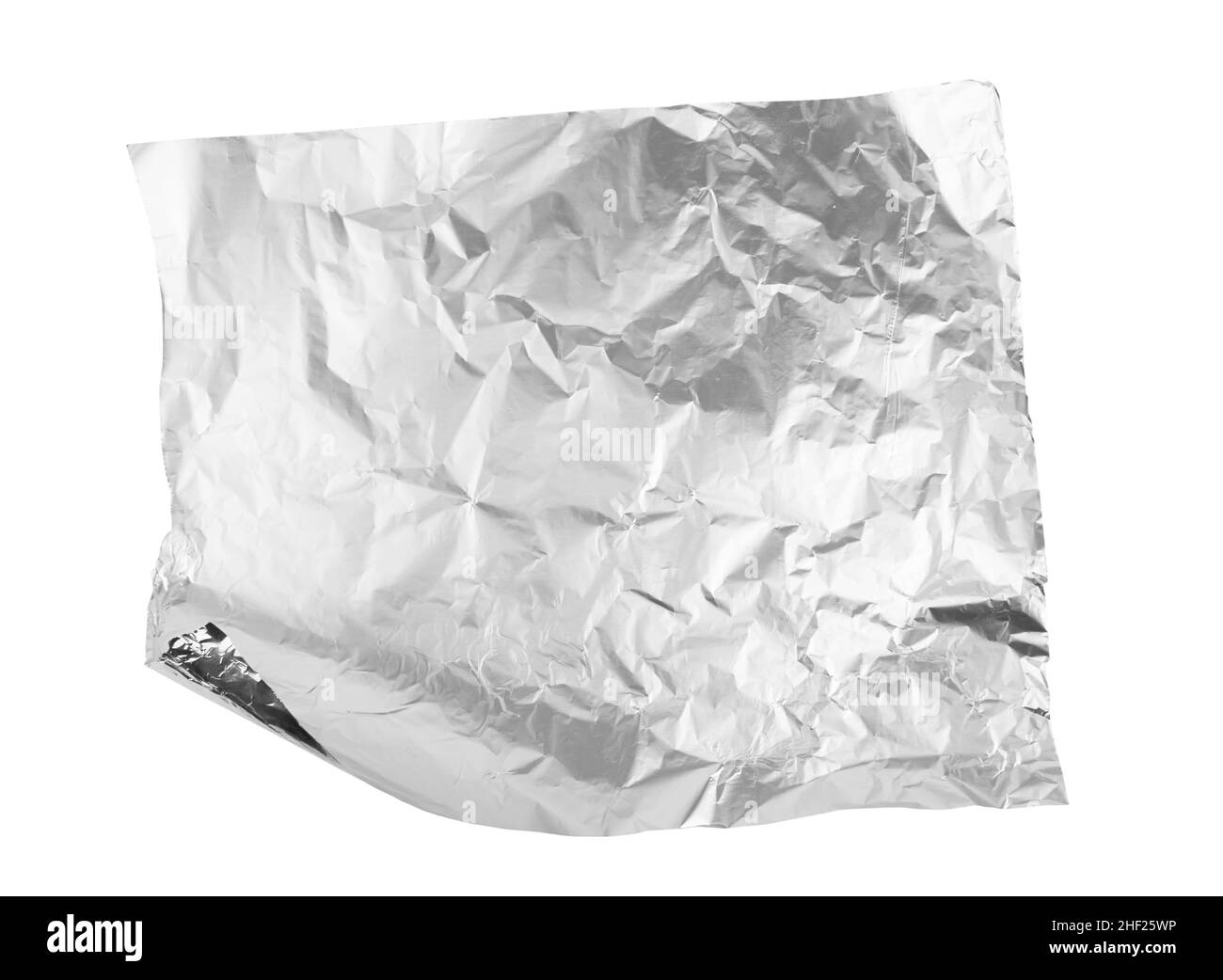 A piece of an aluminum foil on white background Stock Photo