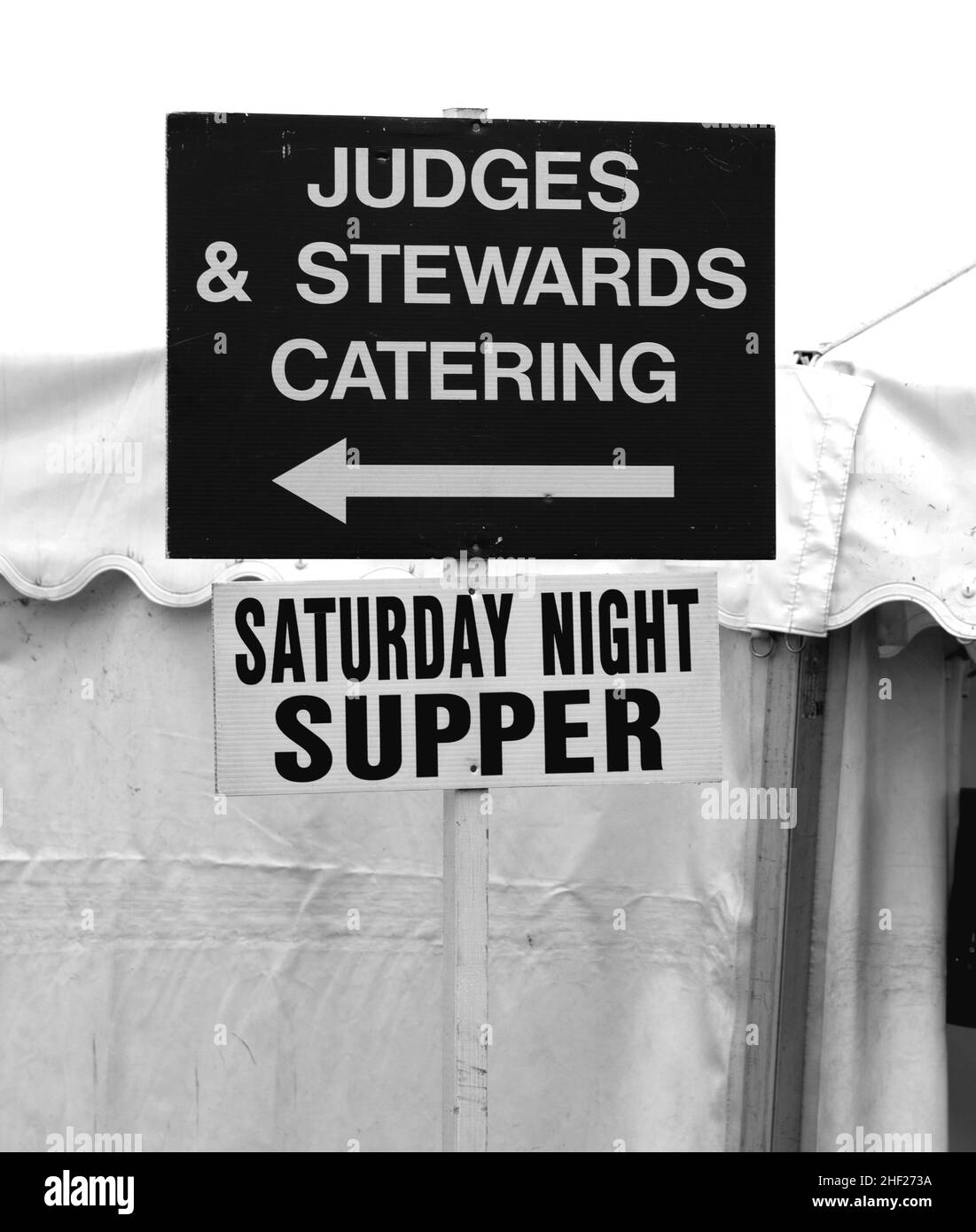At the so called Newbury Show or officially, the Royal Berkshire Show. Official's catering and advertising Saturday Night Supper Stock Photo